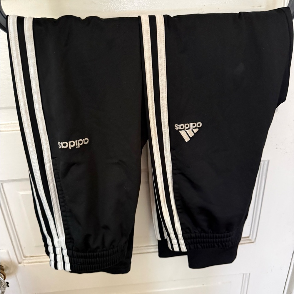 adidas Black Jogger Sweatpants with White Three-Stripes